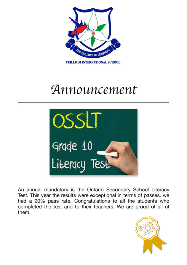 Ontario Secondary School Literacy Test – Trillium International School